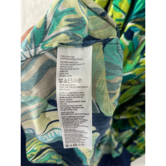 Tommy Bahama Womens XL Lovely Leaves Tropical Palm Midi Shift Dress Resort - Picture 8 of 8